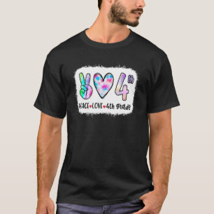 Bleached Tie Dye Colourful Peace Love 4th For Kids T-Shirt