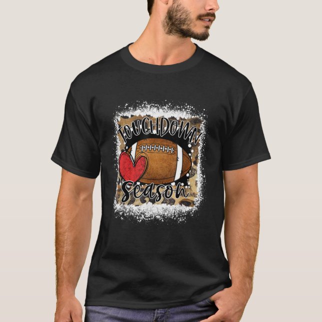 Bleached Touchdown Season Leopard Game Day Footbal T-Shirt (Front)