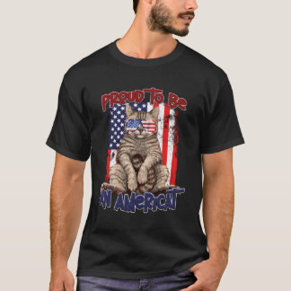 Bleached Usa Flag Cat 4Th Of Juli Proud To Be An A T-Shirt