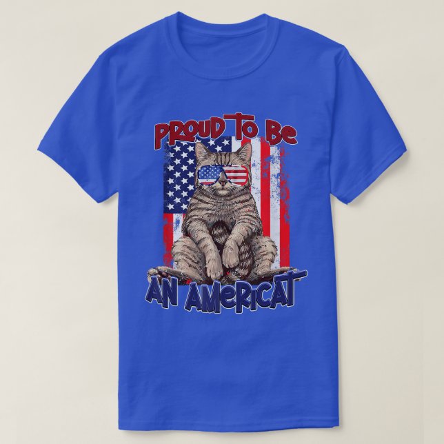 Bleached USA Flag Cat 4th Of Juli Proud To Be An A T-Shirt (Design Front)