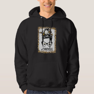 Bleached Volleyball Coach Girl Messy Bun Game Day  Hoodie