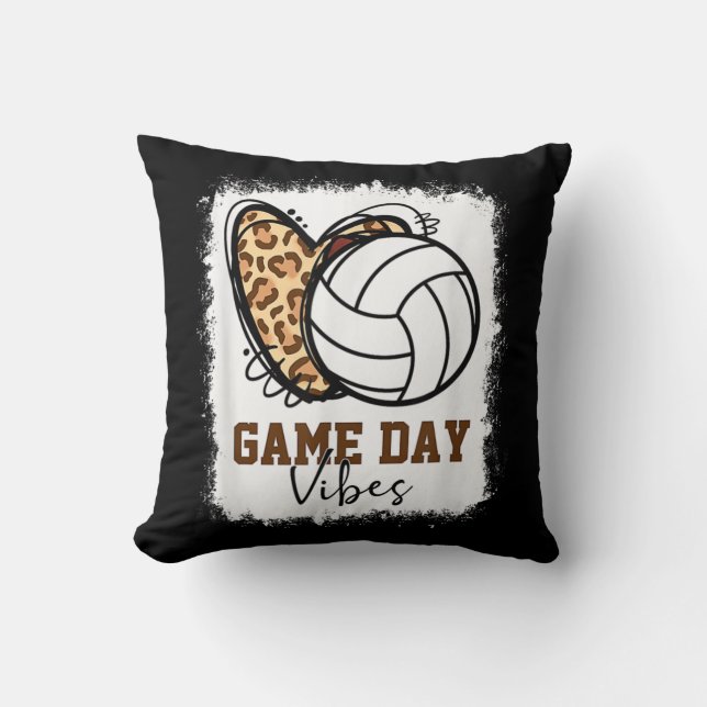 Bleached Volleyball Game Day Vibes Volleyball Mum  Cushion (Front)