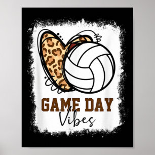 Bleached Volleyball Game Day Vibes Volleyball Mum  Poster