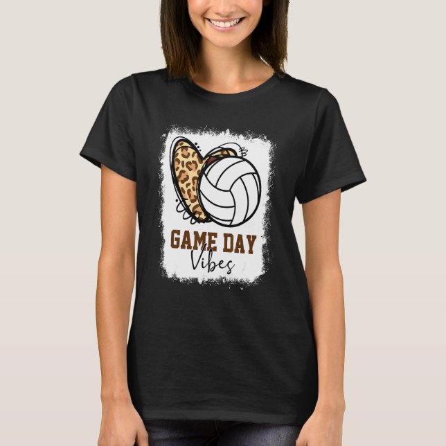 Bleached Volleyball Game Day Vibes Volleyball Mum  T-Shirt (Front)