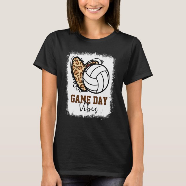 Bleached Volleyball Game Day Vibes Volleyball Mum  T-Shirt (Front)