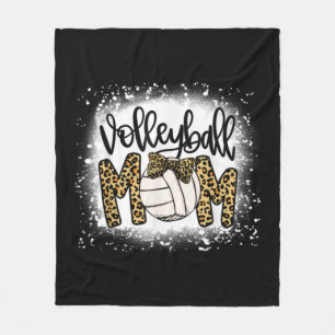 Bleached Volleyball Mom Leopard Fun Ball Mom Mothe Fleece Blanket