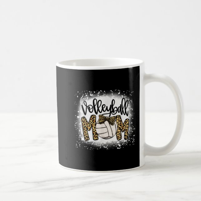Bleached Volleyball Mum Leopard Fun Ball Mum Mothe Coffee Mug (Right)