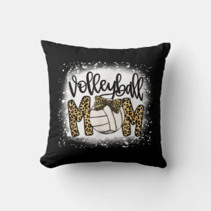 Bleached Volleyball Mum Leopard Fun Ball Mum Mothe Cushion