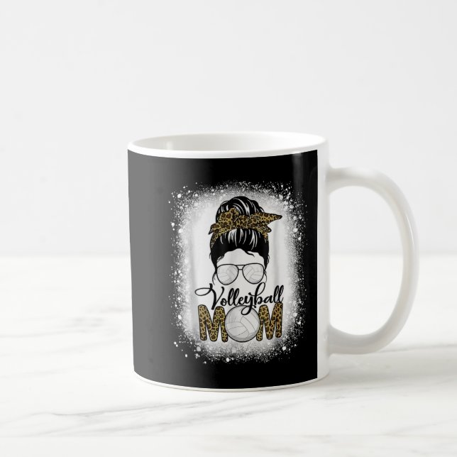Bleached Volleyball Mum Life Leopard Messy Bun Gam Coffee Mug (Right)