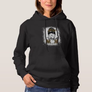 Bleached Volleyball Mum Life Leopard Messy Bun Gam Hoodie