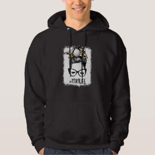 Bleached Volleyball Mum Life Leopard Messy Bun Gam Hoodie