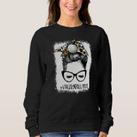 Bleached Volleyball Mum Life Leopard Messy Bun Gam