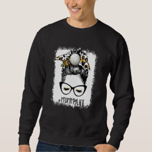 Bleached Volleyball Mummy Life Leopard Messy Bun G Sweatshirt