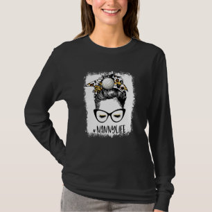 Bleached Volleyball Nanny Life Leopard Messy Bun G T-Shirt