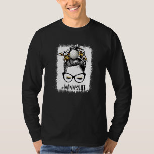 Bleached Volleyball Nanny Life Leopard Messy Bun G T-Shirt