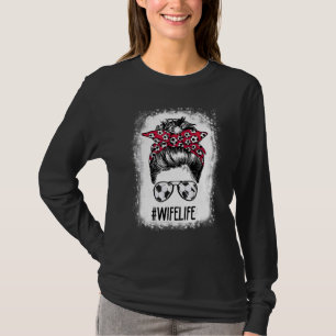 Bleached Wife Life Soccer Wife Messy Bun Hair Moth T-Shirt