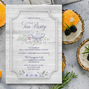 Bleached Wood Tea Party Bridal Shower Invitation