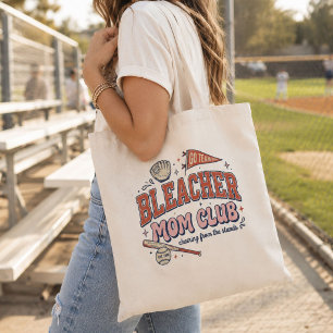Bleacher Mum Club Vintage Baseball Mama Tote Bag