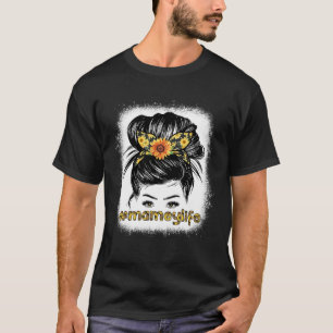 Bleaches Mamey Messy Hair Bun Sunflower Women Moth T-Shirt