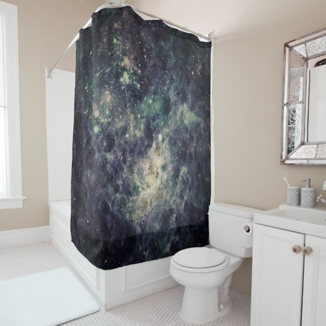 Bleak Galaxy Space Rock Shower Curtain (In Situ)