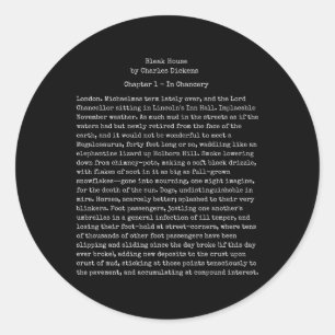Bleak House Charles Dickens Book Text Reader Classic Round Sticker