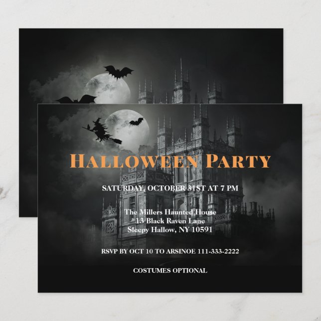 Bleak Mansion Halloween Party Invitation (Front/Back)