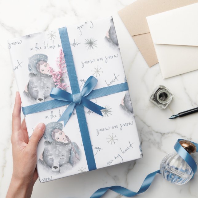 Bleak Mid Winter Bear Snow Princess Pattern Wrapping Paper (Gifting)