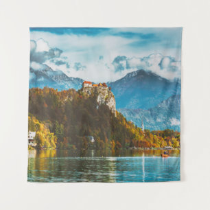 Bled Castle: Slovenian Cliff Overlook. Tapestry