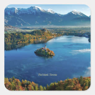Bled Island, Slovenia, scenic Square Sticker
