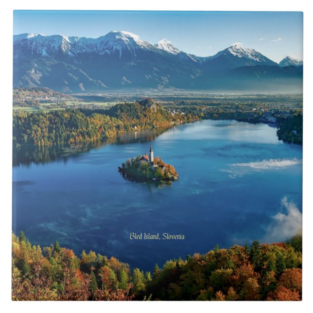 Bled Island, Slovenia, scenic Tile (Front)