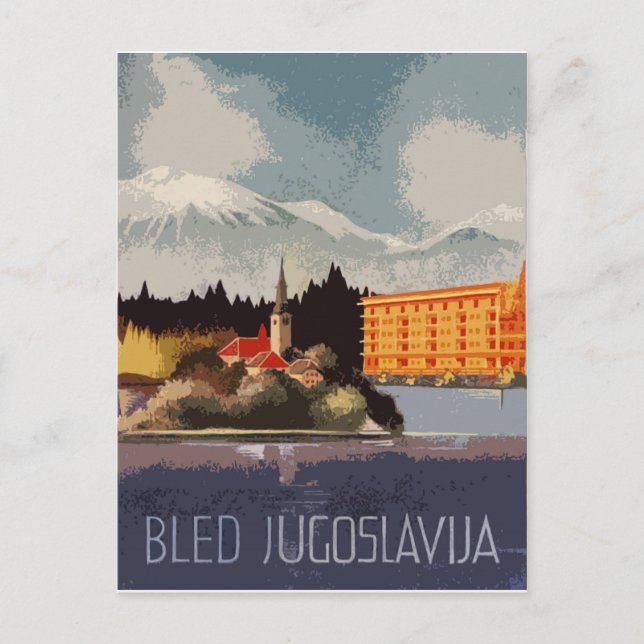 Bled, Jugoslavia, Croatia, vintage travel Postcard (Front)