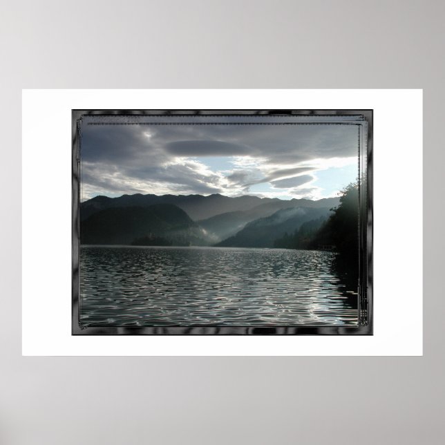 Bled lake, view in the dusk poster (Front)