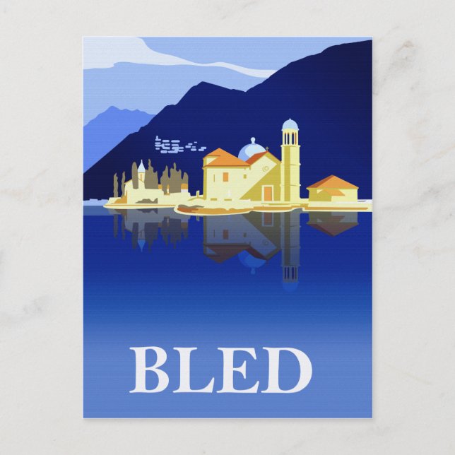 Bled lake, water reflections postcard (Front)