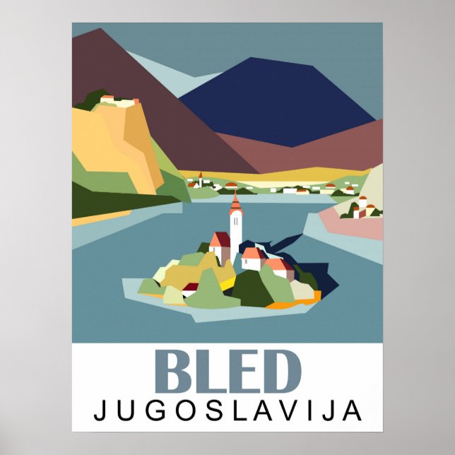 Bled lake, Yugoslavia, Slovenia, vintage travel Poster (Front)