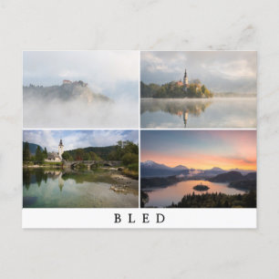 Bled landscapes photography in collage postcard