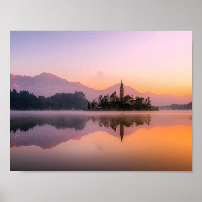 Bled Slovenia at Sunset Poster (Front)