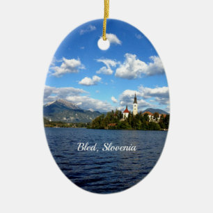 Bled, Slovenia--landscape photograph, Ceramic Tree Decoration