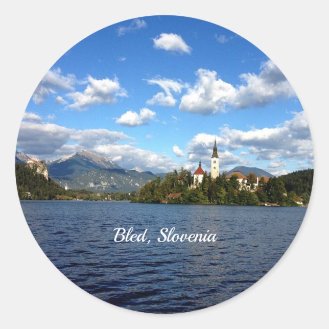 Bled, Slovenia--landscape photograph Classic Round Sticker (Front)