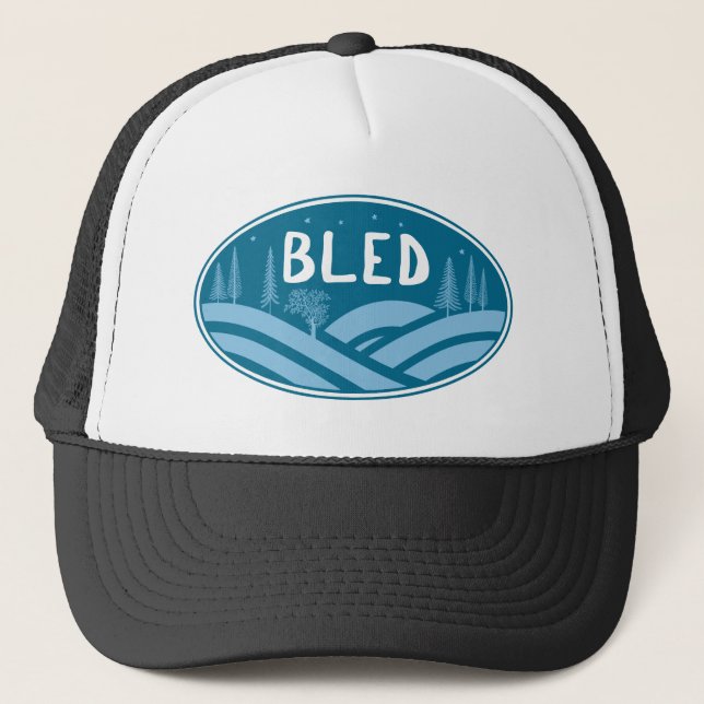 Bled Slovenia Outdoors Trucker Hat (Front)