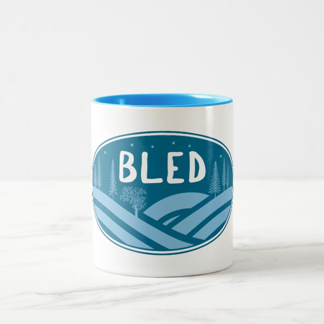 Bled Slovenia Outdoors Two-Tone Coffee Mug (Center)