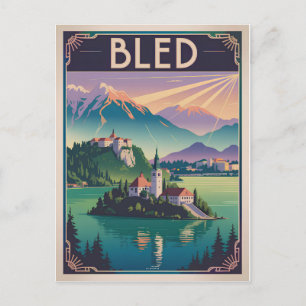 Bled Slovenia vintage Postcard