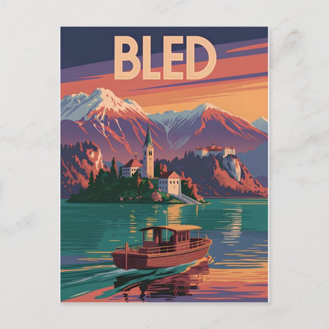 Bled Slovenia vintage Postcard (Front)