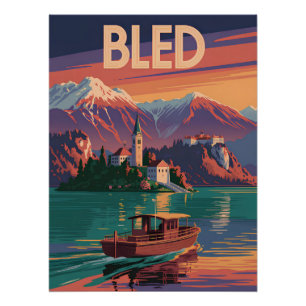 Bled Slovenia vintage Poster