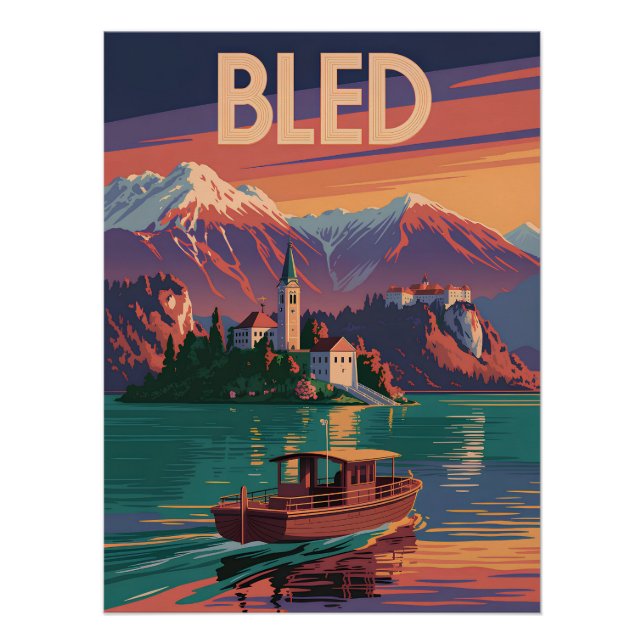 Bled Slovenia vintage Poster (Front)