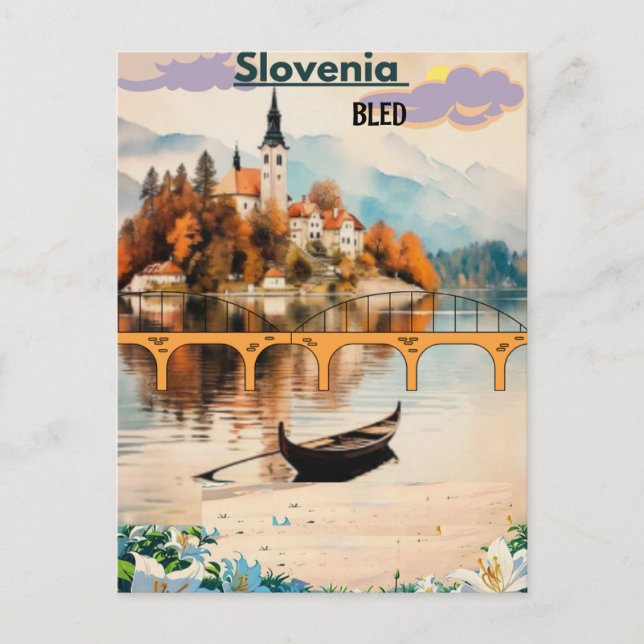 Bled  Travel Postcard Slovenia  Art, Blue Bled  (Front)