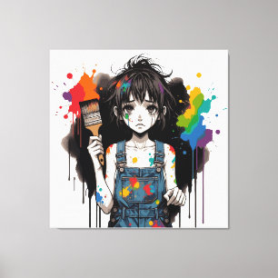 Bleed Colours Crying Artist Girl Manga Anime Creat Canvas Print