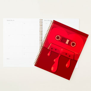 Bleeding Audio Cassette Spiral Planner