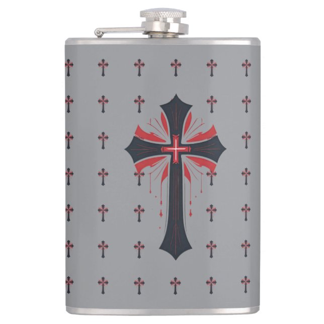 Bleeding Cross  Hip Flask (Front)
