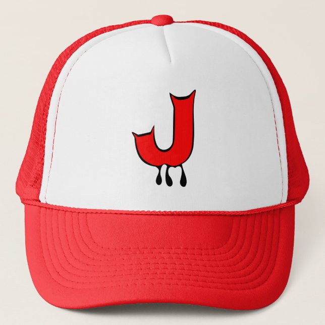 ╚»★Bleeding Devil's Teeth-Initial J Trucker Hat★«╝ Hat (Front)