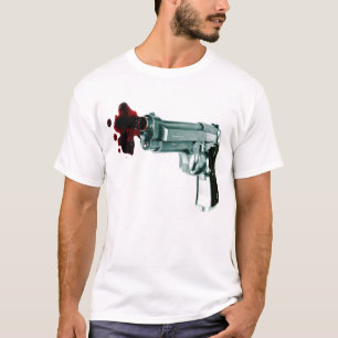 Bleeding Gun thin white and grey striped mens tee